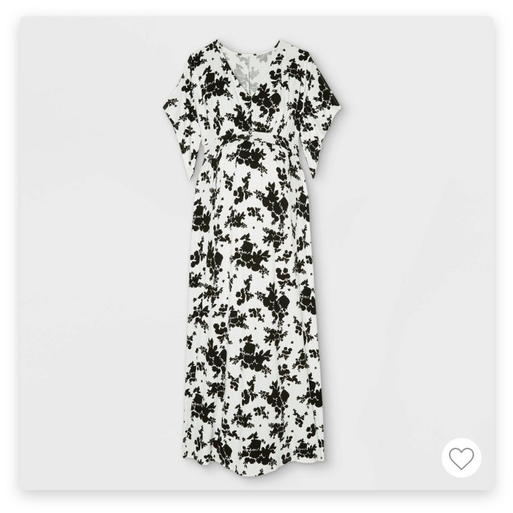 Black & White Floral Maternity Dress